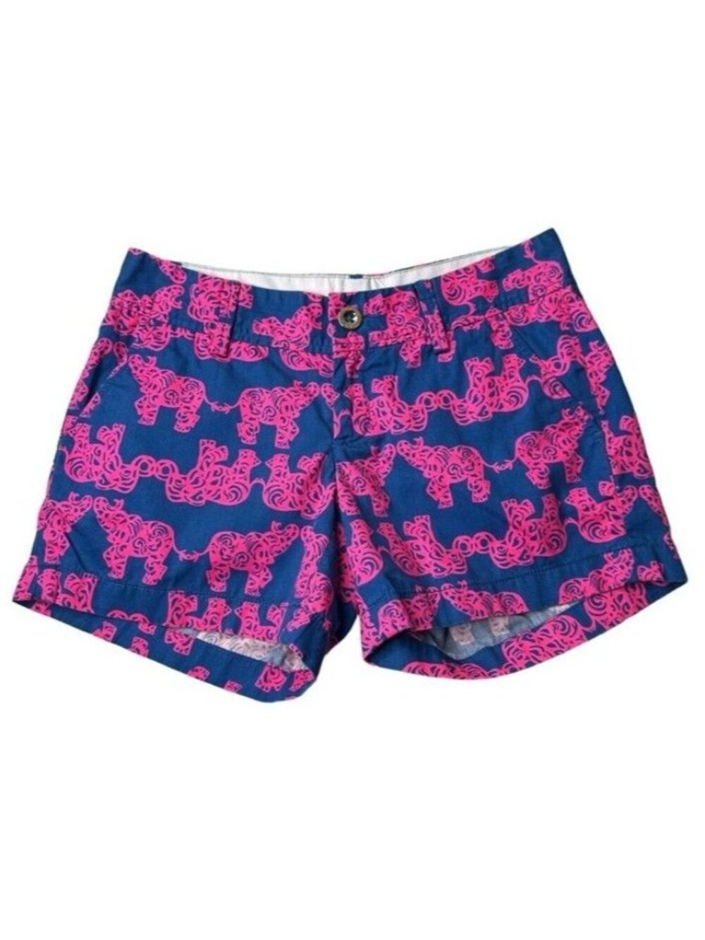 Lilly Pulitzer Callahan Shorts Size 0 Pack Your Trunk Pink & Blue Elephant Print